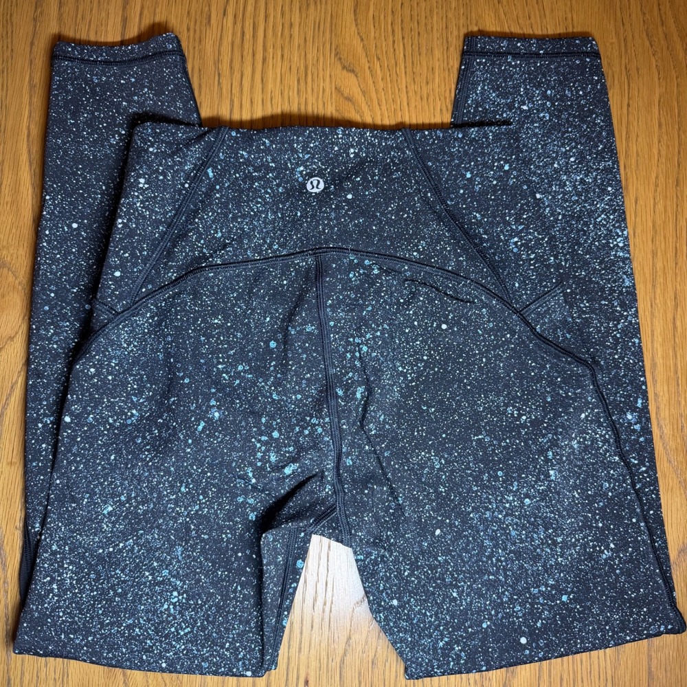 Lululemon Train Times Pant 7/8 Leggings Mineralize Multi Black Mesh Blue Size 6 - Picture 3 of 6